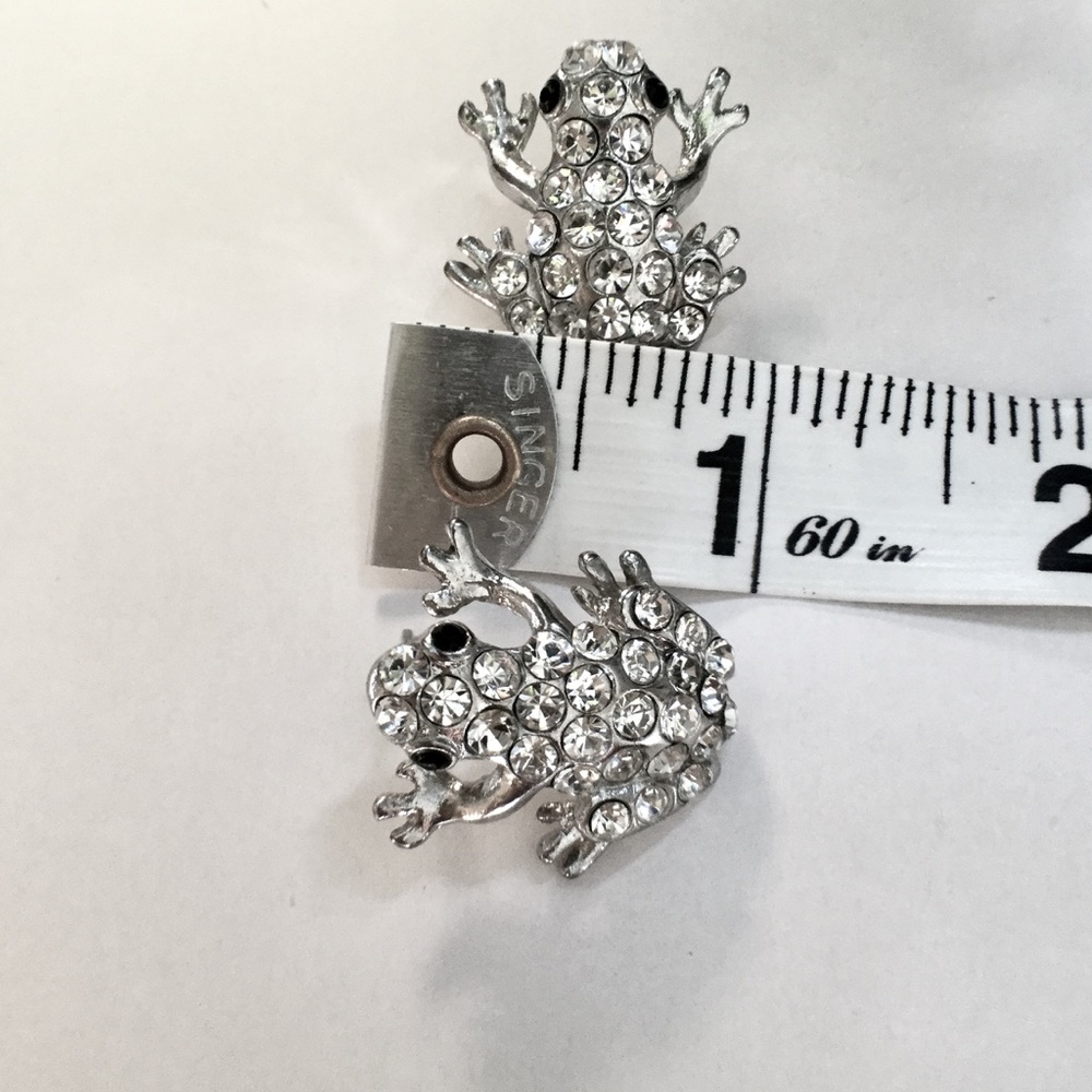 Silver frog post earrings